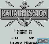 Title screen of the game Radar Mission on Nintendo Game Boy