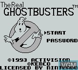 Title screen of the game Real Ghostbusters, The on Nintendo Game Boy