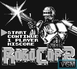 Title screen of the game RoboCop 2 on Nintendo Game Boy