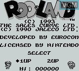 Title screen of the game RodLand on Nintendo Game Boy