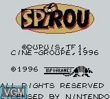 Title screen of the game Spirou on Nintendo Game Boy