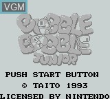 Title screen of the game Bubble Bobble Jr. on Nintendo Game Boy