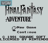 Title screen of the game Final Fantasy Adventure on Nintendo Game Boy