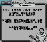 Title screen of the game Jimmy Connors Tennis on Nintendo Game Boy
