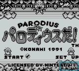 Title screen of the game Parodius Da! on Nintendo Game Boy
