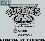 Title screen of the game Teenage Mutant Hero Turtles II - Back From the Sewers on Nintendo Game Boy