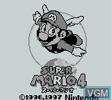 Title screen of the game Super Mario 4 on Nintendo Game Boy