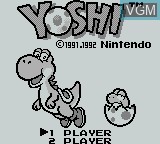 Title screen of the game Yoshi on Nintendo Game Boy