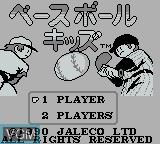 Title screen of the game Baseball Kids on Nintendo Game Boy