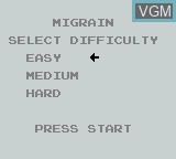 Title screen of the game Migrain on Nintendo Game Boy