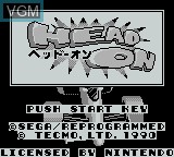 Title screen of the game Head On on Nintendo Game Boy