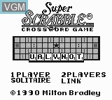 Title screen of the game Super Scrabble on Nintendo Game Boy