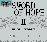 Title screen of the game Sword of Hope II on Nintendo Game Boy