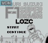 Title screen of the game Suzuki Aguri no F-1 Super Driving on Nintendo Game Boy