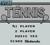 Title screen of the game Tennis on Nintendo Game Boy