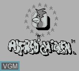 Title screen of the game Alfred Chicken on Nintendo Game Boy