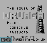 Title screen of the game Druaga no Tou on Nintendo Game Boy