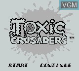 Title screen of the game Toxic Crusaders on Nintendo Game Boy