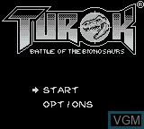 Title screen of the game Turok - Battle of the Bionosaurs on Nintendo Game Boy