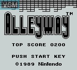 Title screen of the game Alleyway on Nintendo Game Boy
