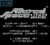 Title screen of the game Altered Space - A 3-D Alien Adventure on Nintendo Game Boy