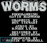 Title screen of the game Worms on Nintendo Game Boy