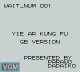 Title screen of the game Yie Ar Kung Fu on Nintendo Game Boy
