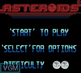 Title screen of the game Arcade Classic No. 1 - Asteroids / Missile Command on Nintendo Game Boy