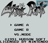 Title screen of the game Atomic Punk on Nintendo Game Boy