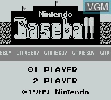 Title screen of the game Baseball on Nintendo Game Boy