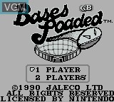 Title screen of the game Bases Loaded on Nintendo Game Boy