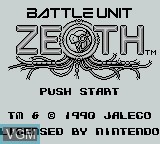 Title screen of the game Battle Unit Zeoth on Nintendo Game Boy
