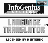 Title screen of the game InfoGenius Productivity Pak - Berlitz Spanish Translator on Nintendo Game Boy