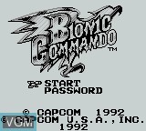 Title screen of the game Bionic Commando on Nintendo Game Boy