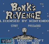Title screen of the game Bonk's Revenge on Nintendo Game Boy