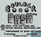 Title screen of the game Boulder Dash on Nintendo Game Boy