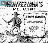 Title screen of the game Montezuma's Return on Nintendo Game Boy