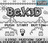Title screen of the game B.C. Kid on Nintendo Game Boy