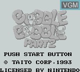 Title screen of the game Bubble Bobble Part 2 on Nintendo Game Boy