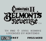 Title screen of the game Castlevania II - Belmont's Revenge on Nintendo Game Boy