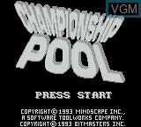 Title screen of the game Championship Pool on Nintendo Game Boy