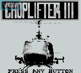 Title screen of the game Choplifter III on Nintendo Game Boy