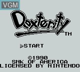 Title screen of the game Dexterity on Nintendo Game Boy