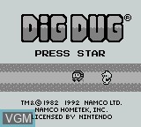 Title screen of the game Dig Dug on Nintendo Game Boy