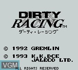 Title screen of the game Dirty Racing on Nintendo Game Boy