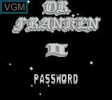 Title screen of the game Dr. Franken II on Nintendo Game Boy