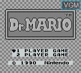 Title screen of the game Dr. Mario on Nintendo Game Boy