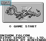 Title screen of the game Dragon Slayer I on Nintendo Game Boy