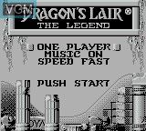 Title screen of the game Dragon's Lair - The Legend on Nintendo Game Boy