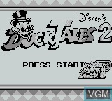 Title screen of the game DuckTales 2 on Nintendo Game Boy